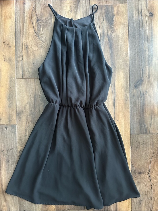 Windsor Dresses & Skirts - Windsor Black High Neck Skater Dress Open Back Fit & Flare Small